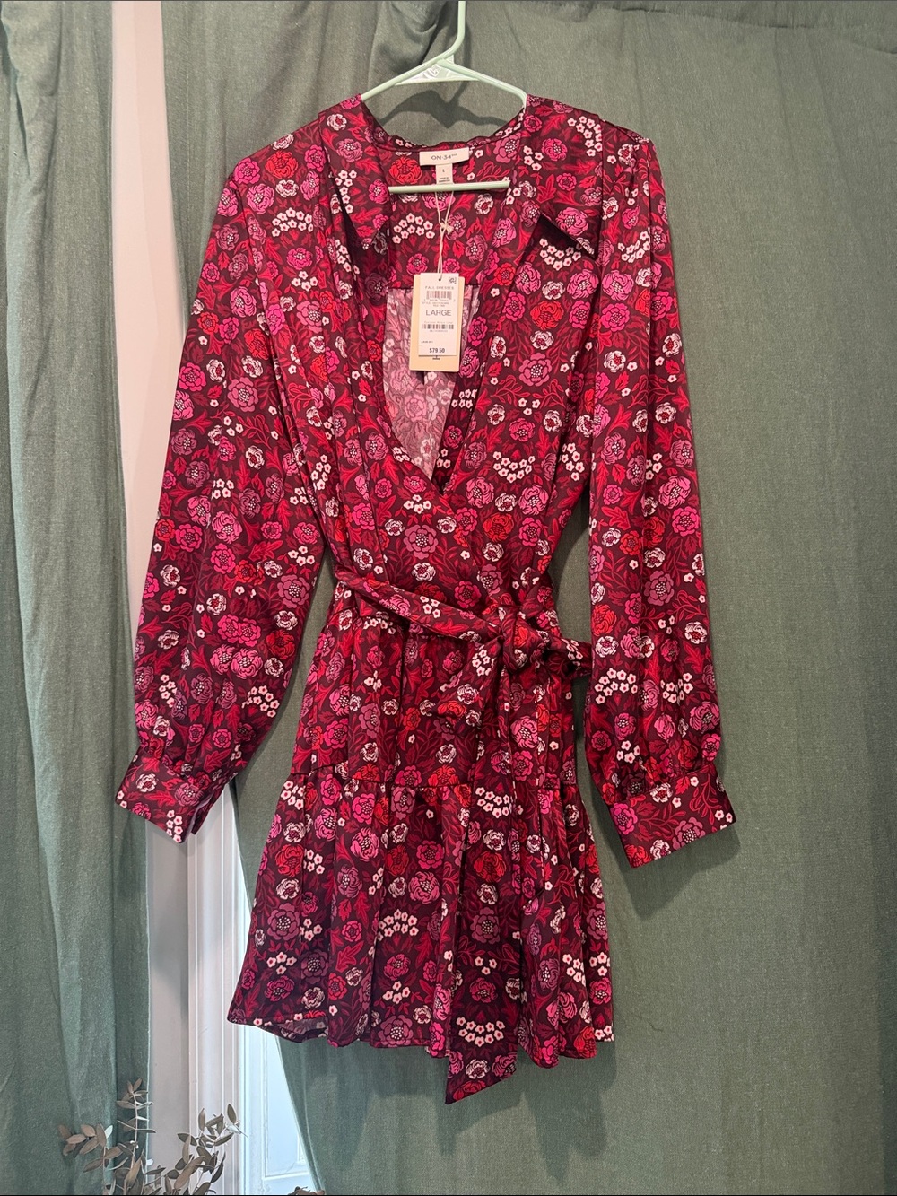 Floral Wrap Dress in Raspberry Pink